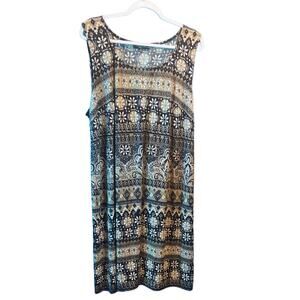 Vintage R&M Richards Size 20W Long Maxi Dress  Multi-Color, Sleeveless, USA Made